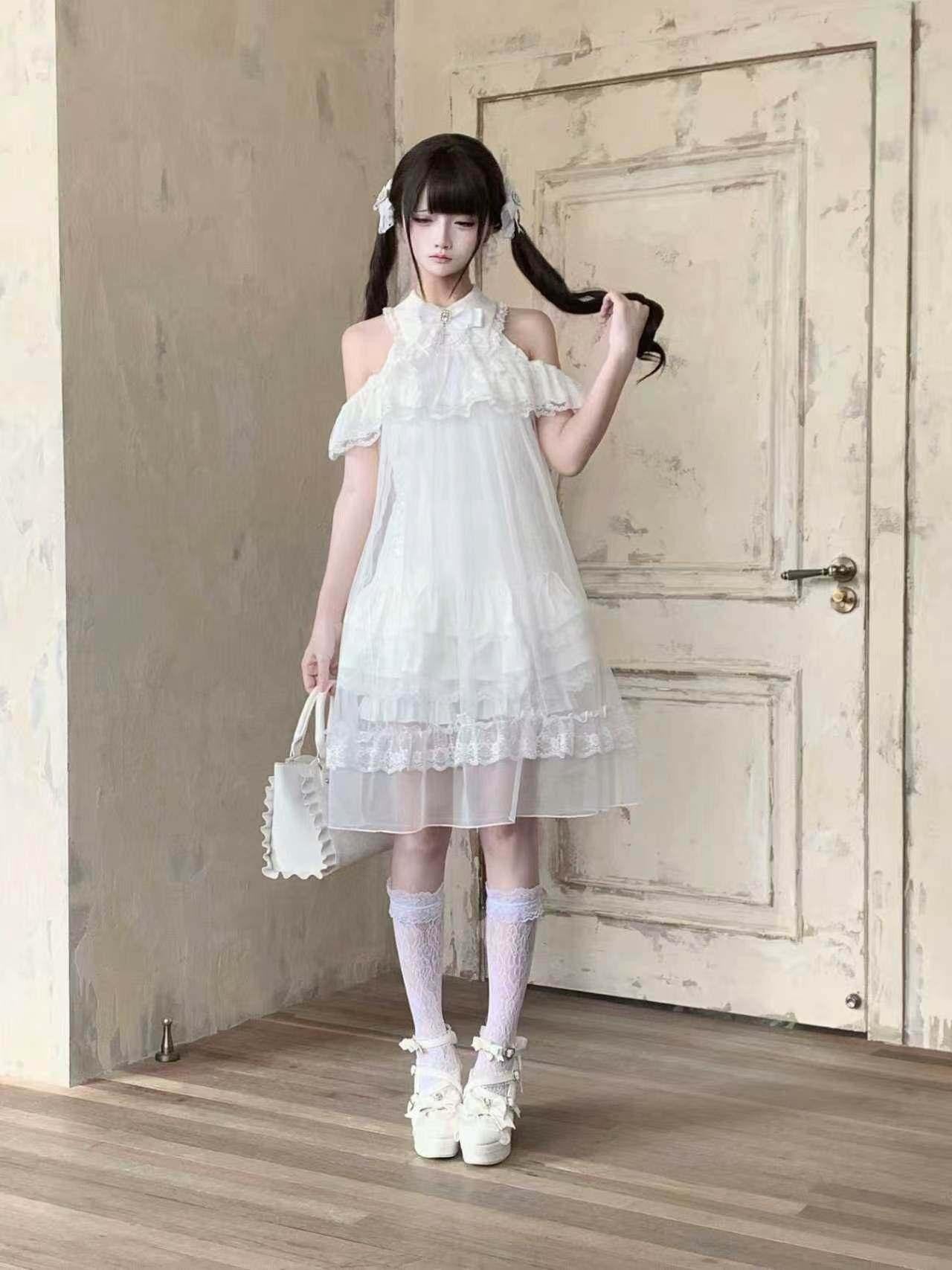 Ekomi Dream Angel Off Shoulder Lace Tulle Bubble Women's Jsk / Jumper Skirts