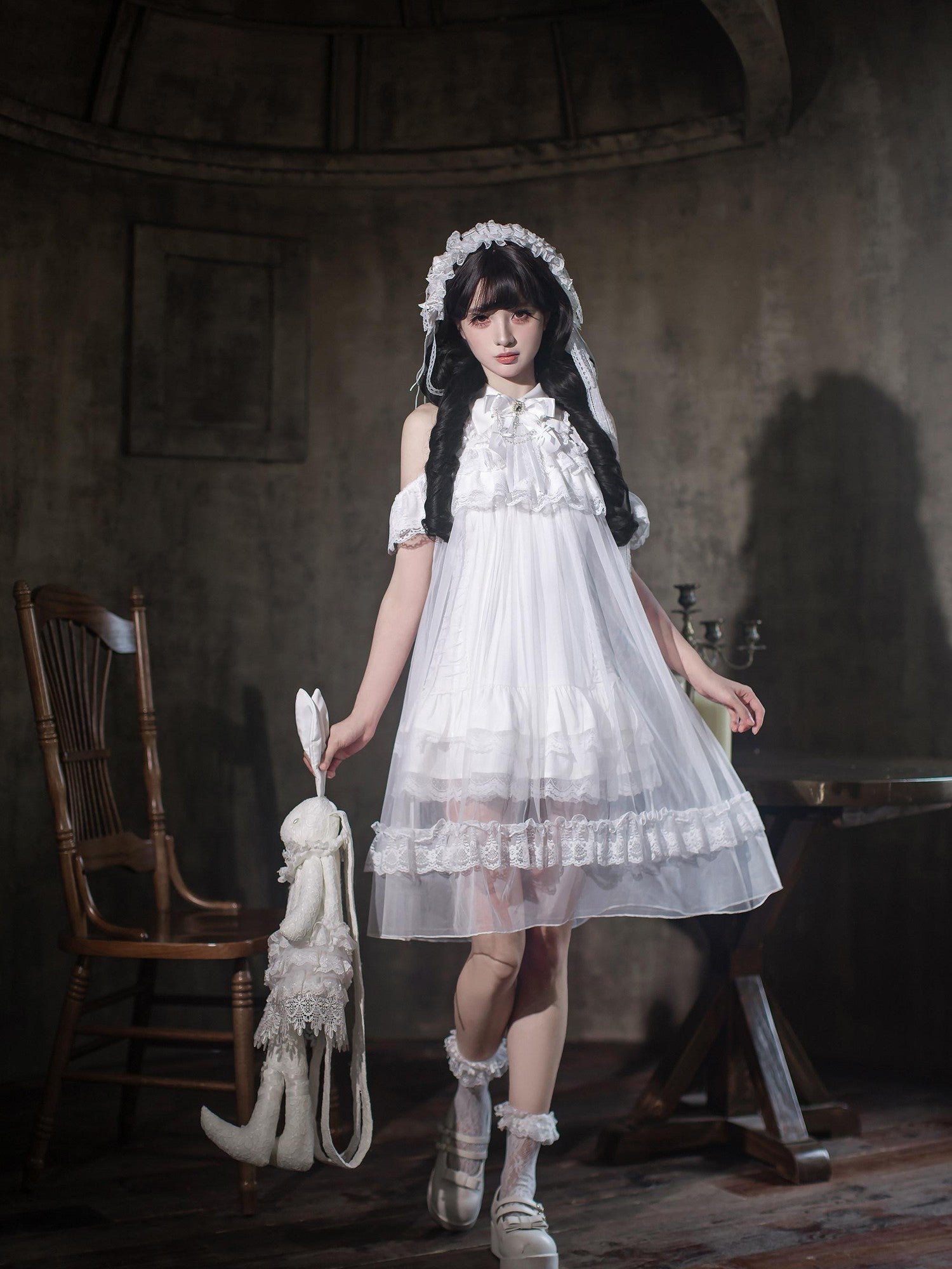 Ekomi Dream Angel Off Shoulder Lace Tulle Bubble Women's Jsk / Jumper Skirts