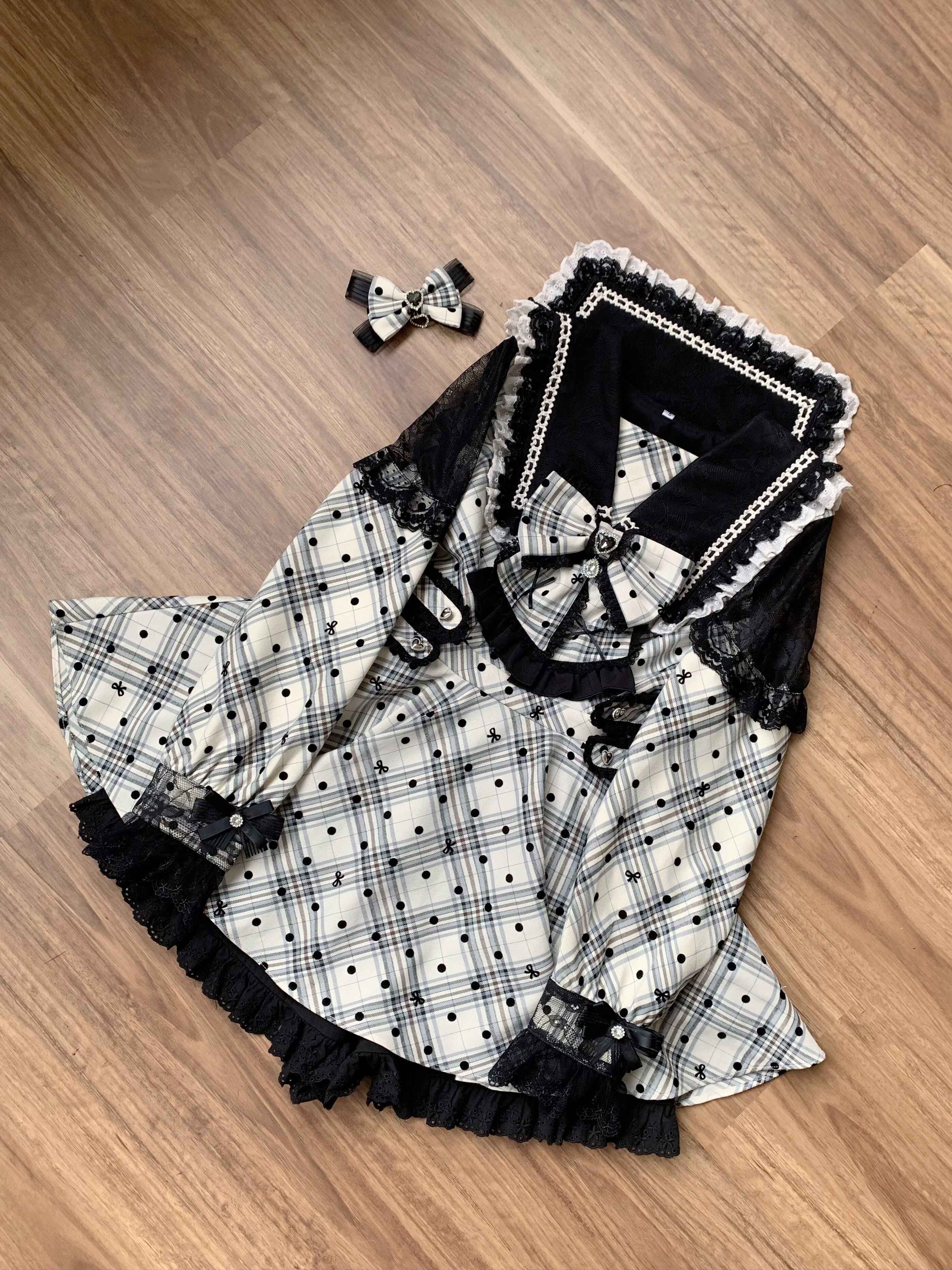 Ekomi_Dreamlike_Bow_Polka_Dot_Plaid_Subculture_Women's_Lace_Long_Sleeve_Op_965001827489_MISSTT