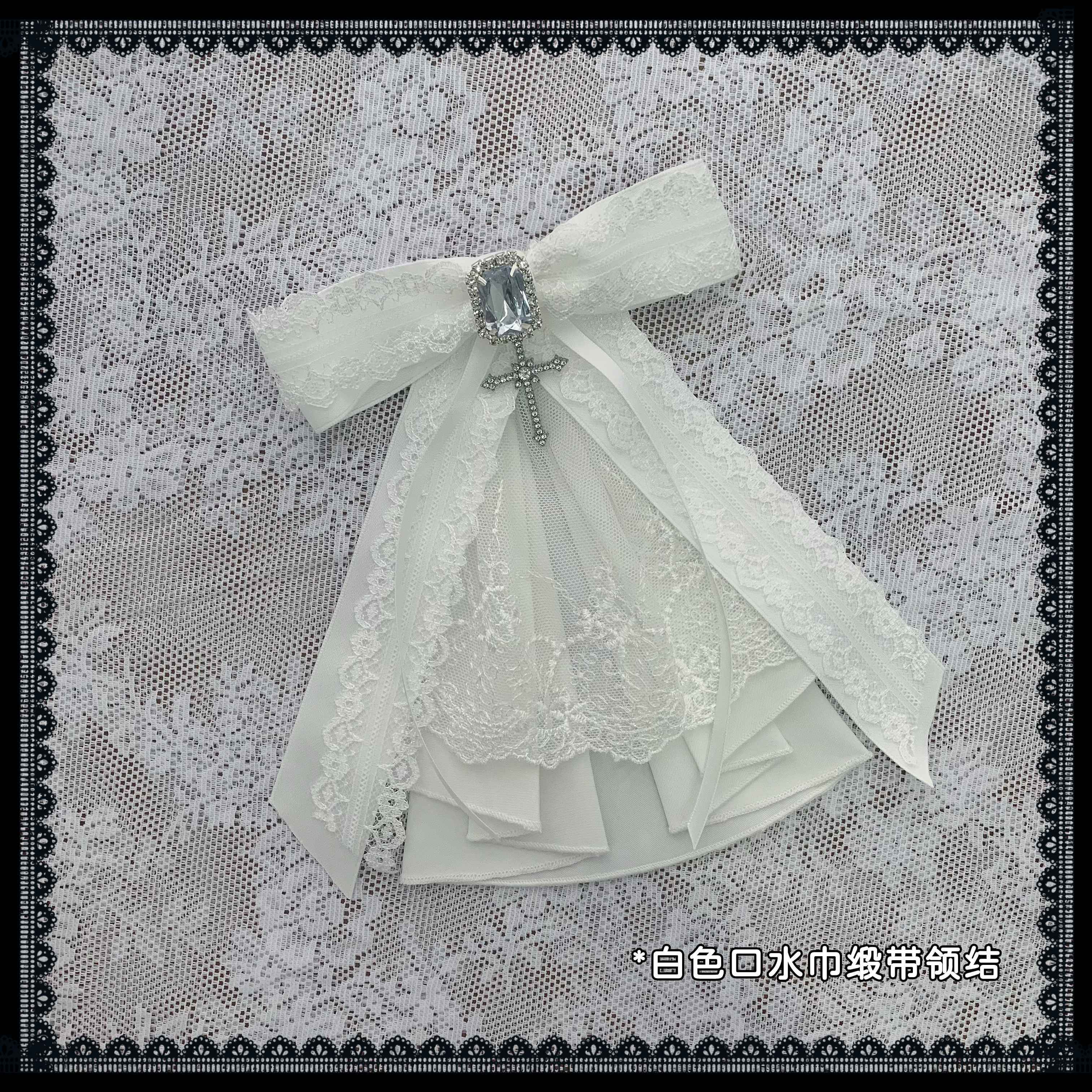 Ekomi_Gothic_Hime_Sleeve_A_Line_Women's_White_Satin_Ribbon_Bow_Skirt_Sets_1059258749904_MISSTT