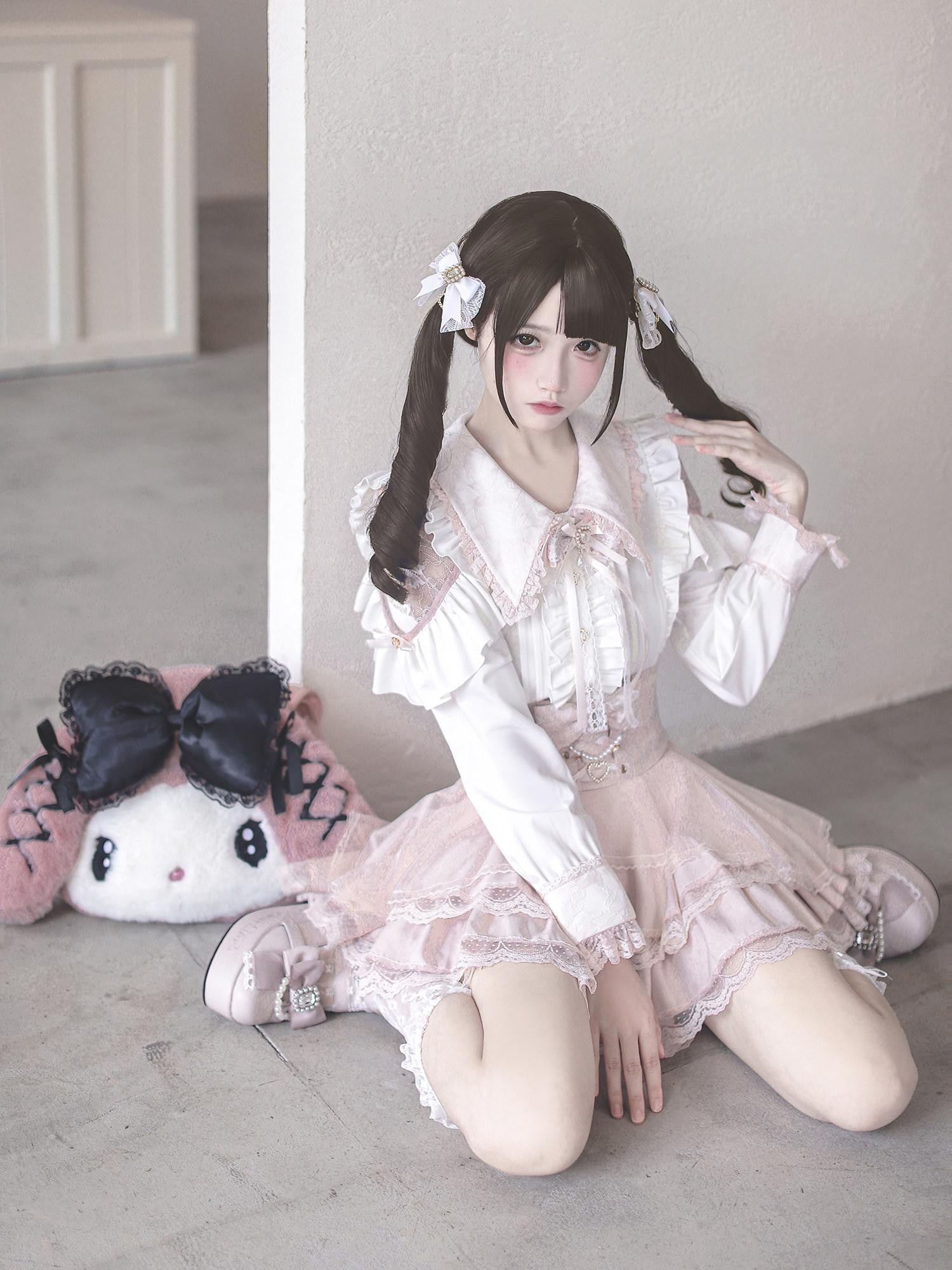 Ekomi Pink Black Purple Lace Shirt Bow Choker Women's Long Sleeve Op