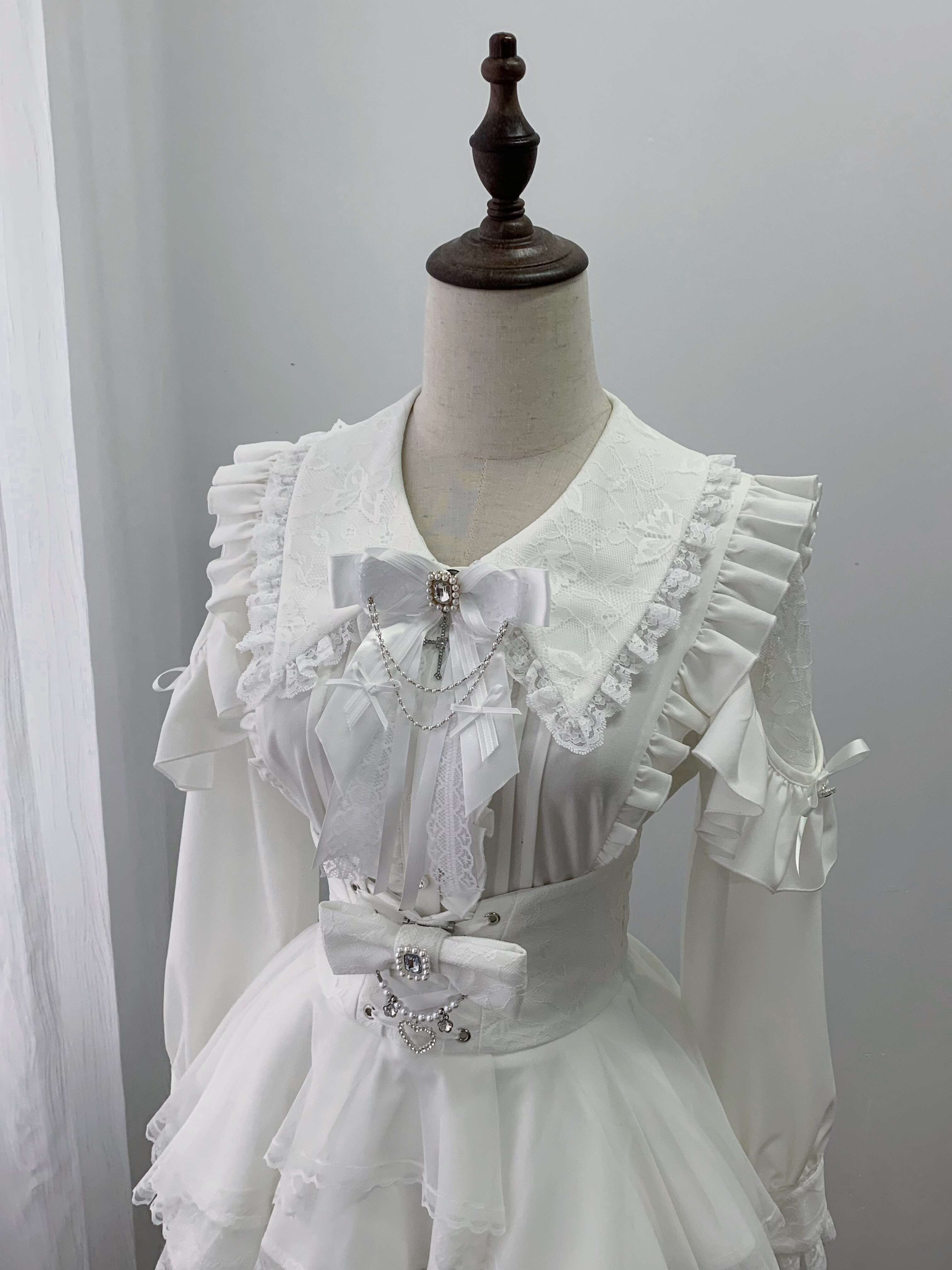 Ekomi_Pure_White_Lace_Bow_Collared_A_Line_Skirt_Set_Women's_Long_Sleeve_Op_1062613901247_MISSTT