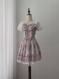 Ekomi_Romantic_Flower_Wall_Print_Bubble_Skirt_Round_Neck_Women's_Short_Sleeve_Op_1046112131277_MISSTT