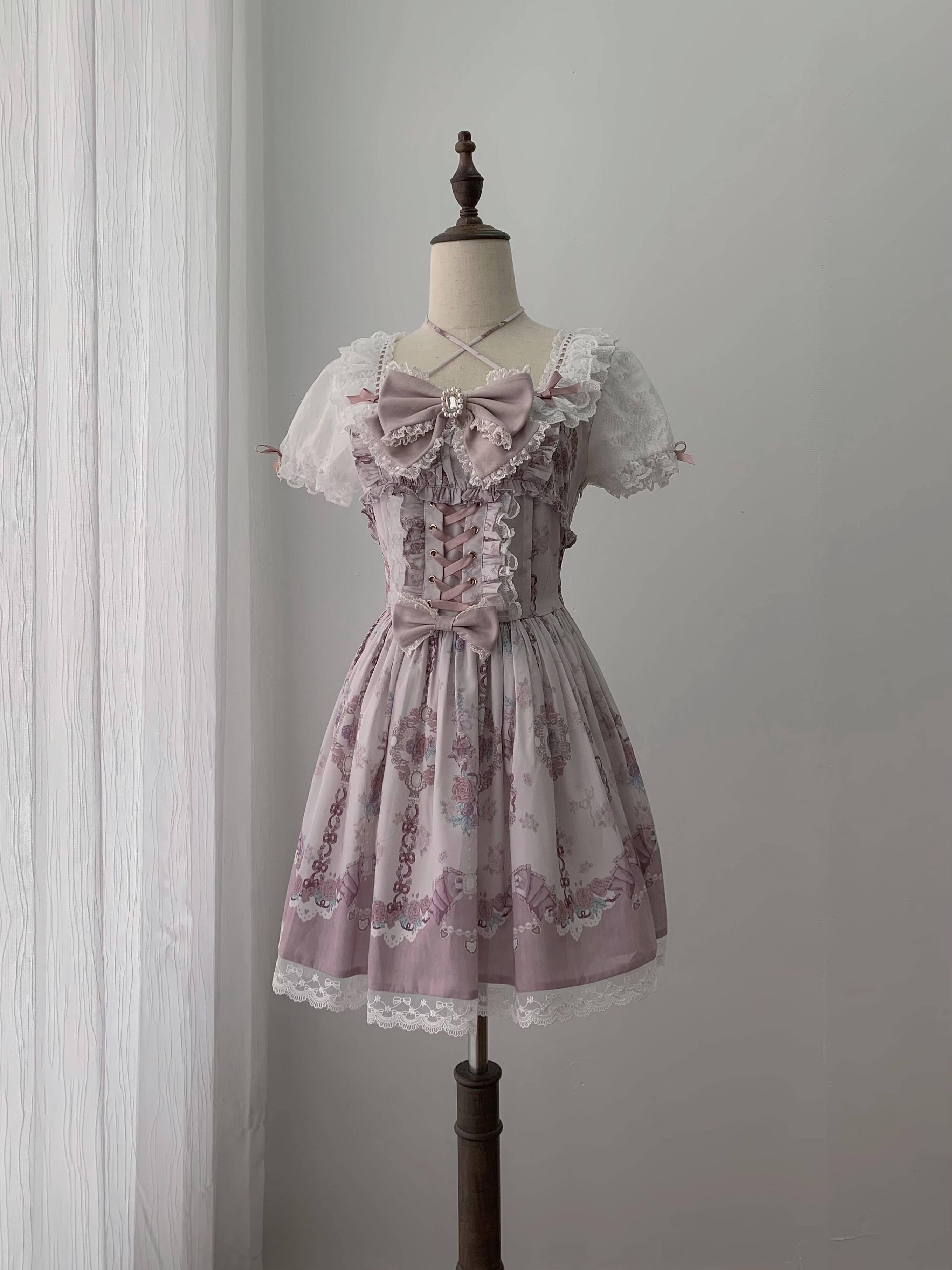 Ekomi_Romantic_Flower_Wall_Print_Bubble_Skirt_Round_Neck_Women's_Short_Sleeve_Op_1046112131277_MISSTT