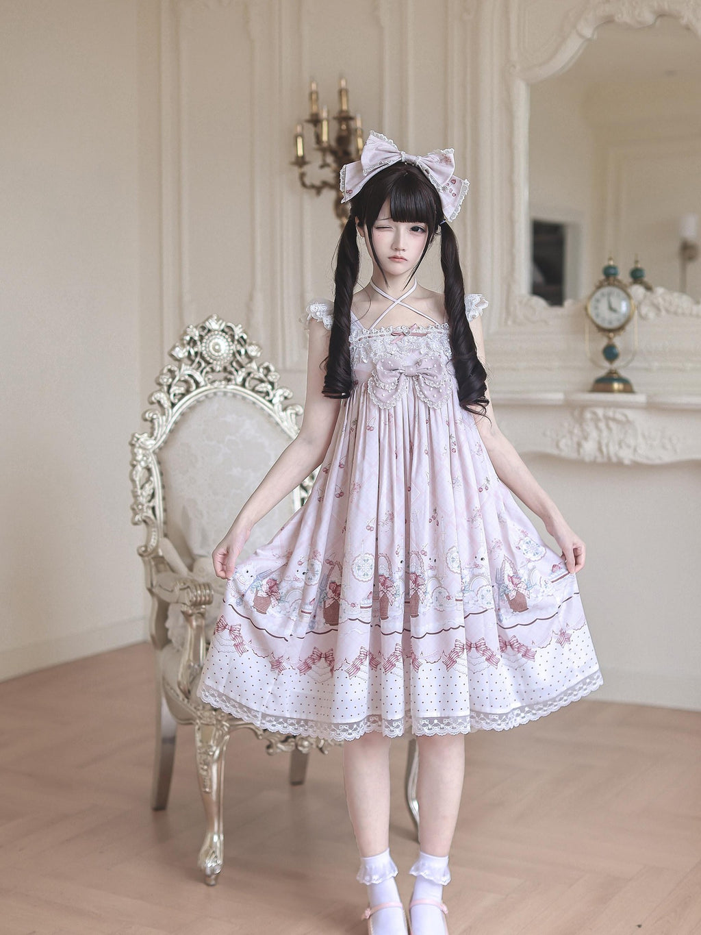 Ekomi Strawberry Rabbit Halter Doll Women's Pink Jsk / Jumper Skirts