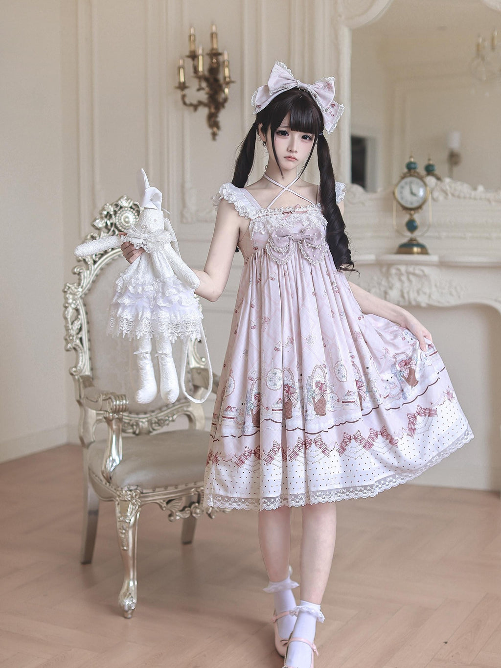 Ekomi Strawberry Rabbit Halter Doll Women's Pink Jsk / Jumper Skirts