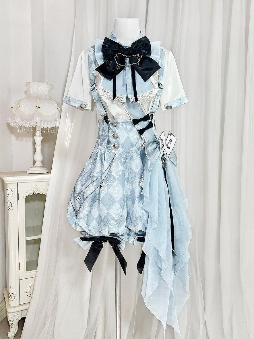 Jing Mu Alice Lolita Boyish Stand Collar Suspender Women's Full Coordination Sets