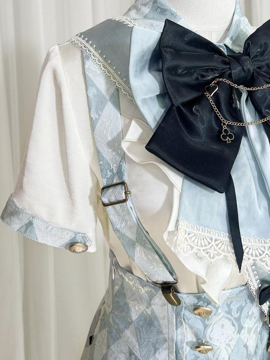 Jing Mu Alice Lolita Boyish Stand Collar Suspender Women's Full Coordination Sets
