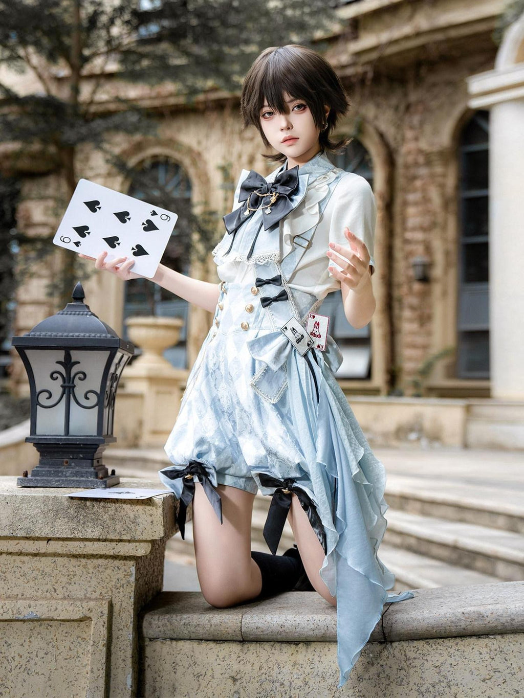 Jing Mu Alice Lolita Boyish Stand Collar Suspender Women's Full Coordination Sets