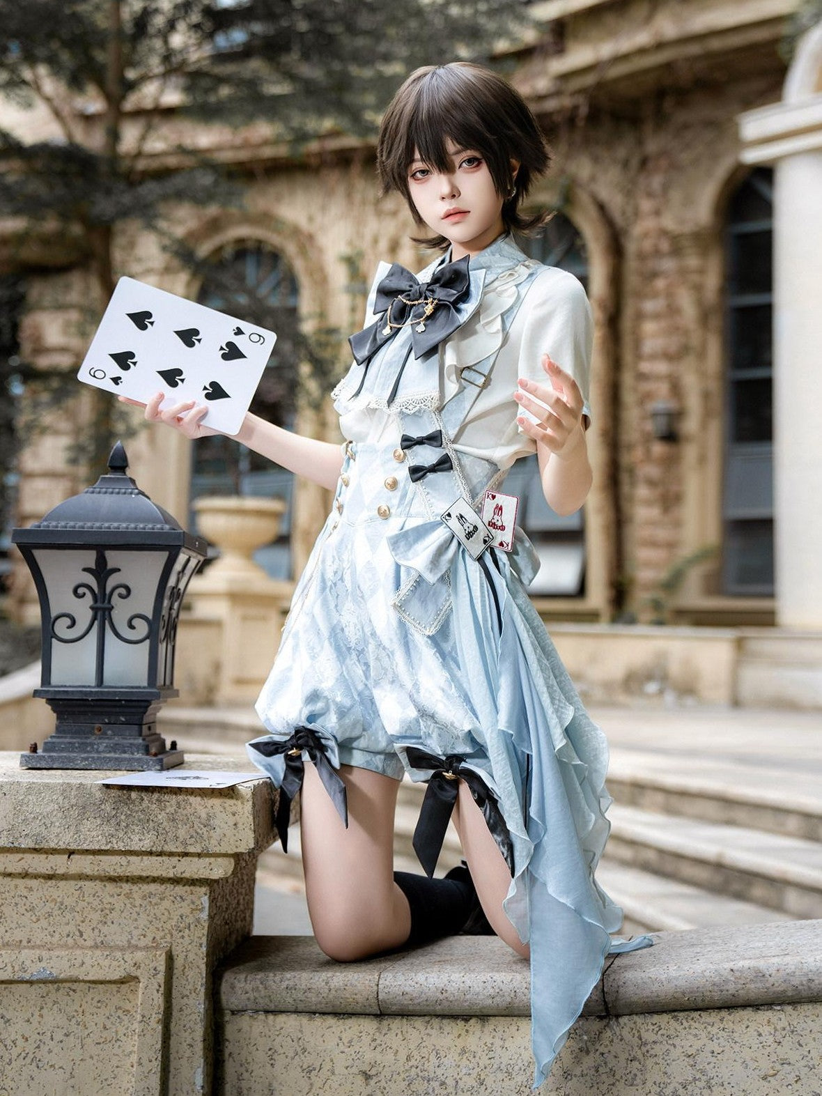 Jing Mu Alice Lolita Boyish Stand Collar Suspender Women's Full Coordination Sets