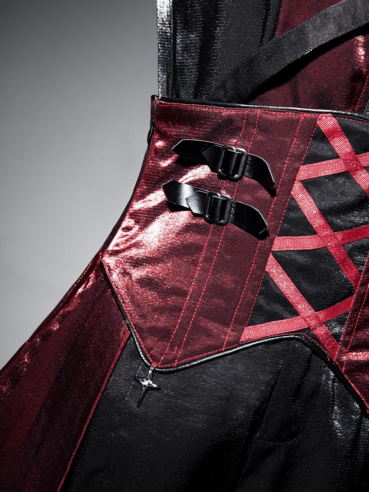 Jing Mu Assassin Black Red Gothic Biker Suspender Stand Collar Women's Jsk Sets