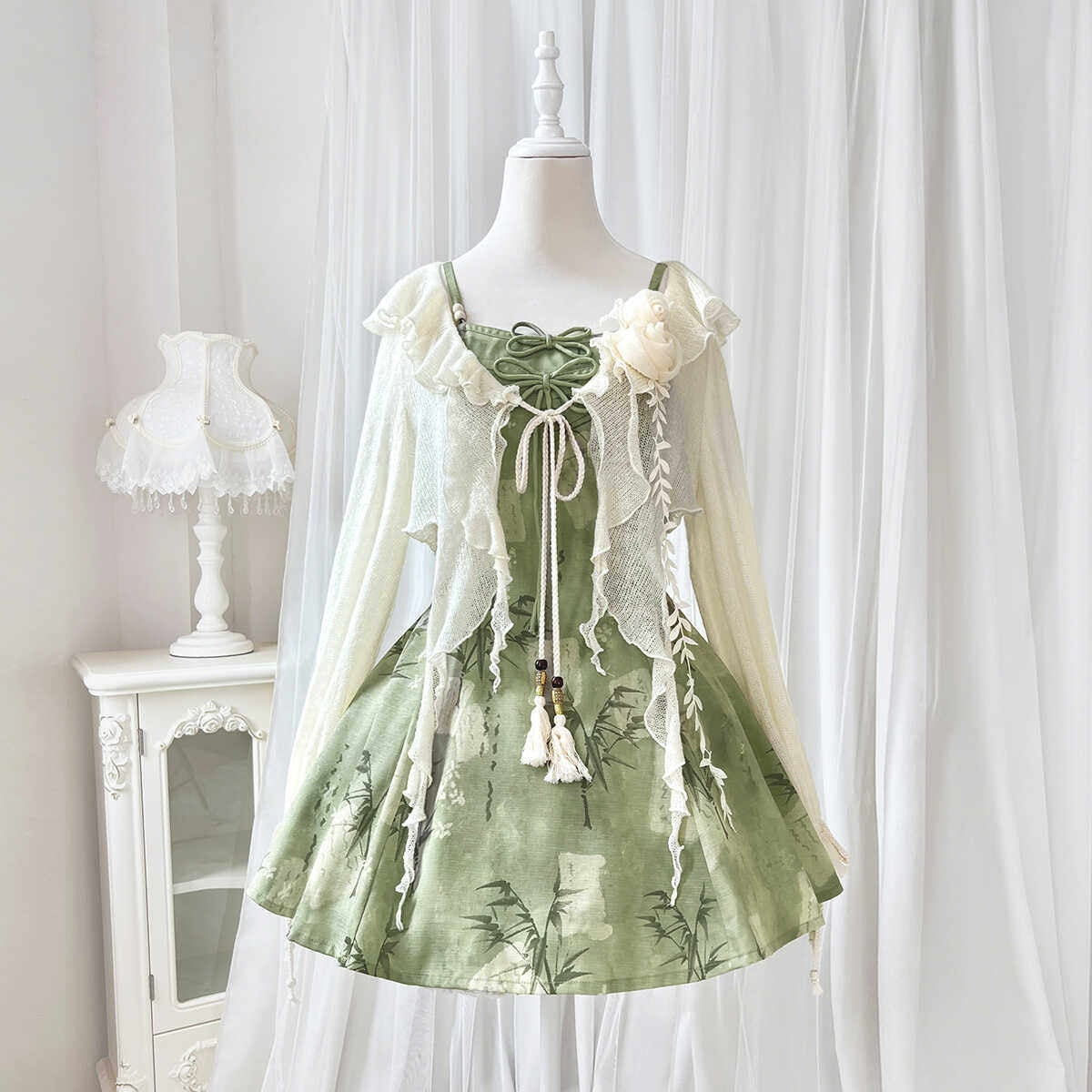 Jing_Mu_Bamboo_Motif_Chinese_Lolita_Strappy_Cardigan_Set_Women's_Jsk_/_Jumper_Skirts_812639226542_MISSTT