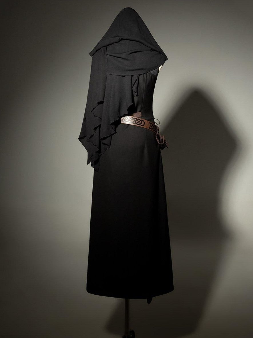 Jing Mu Black Belted Punk Lolita Collar Cloak Women's Gothic Full Coordination Sets