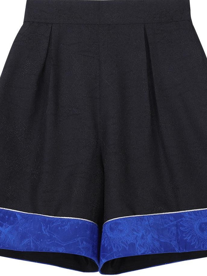 Jing Mu Black Blue Gothic Lolita Prince Women's Vest Shirt Shorts Full Coordination Sets