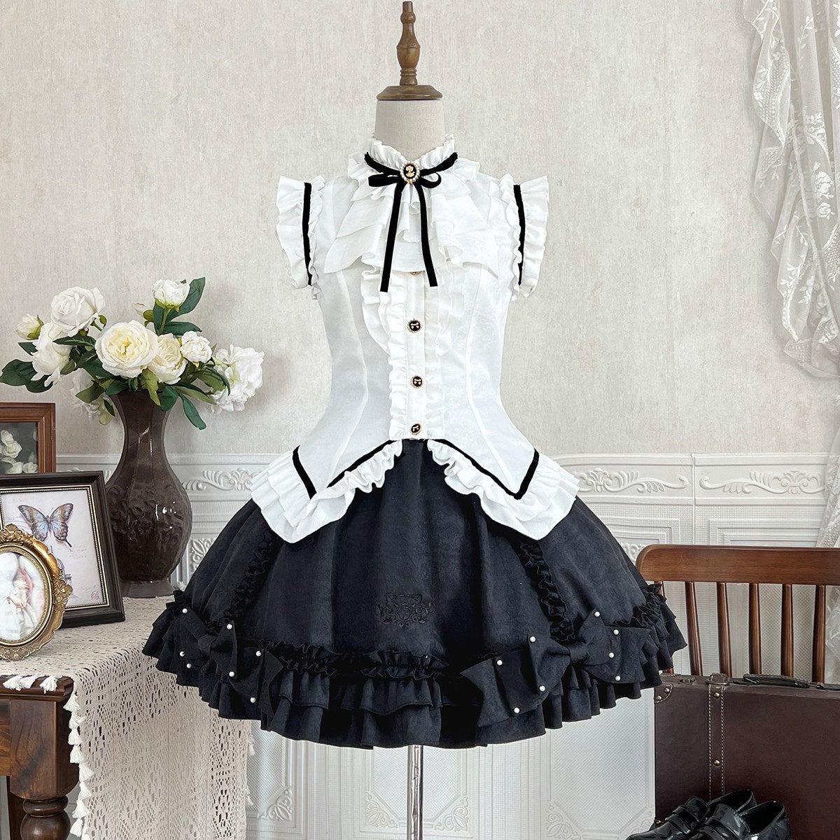 Jing_Mu_Black_Cat_Lolita_Gothic_Maid_Waist_Cinched_Cake_Puff_Jsk_Women's_Skirt_Sets_1033677220240_MISSTT