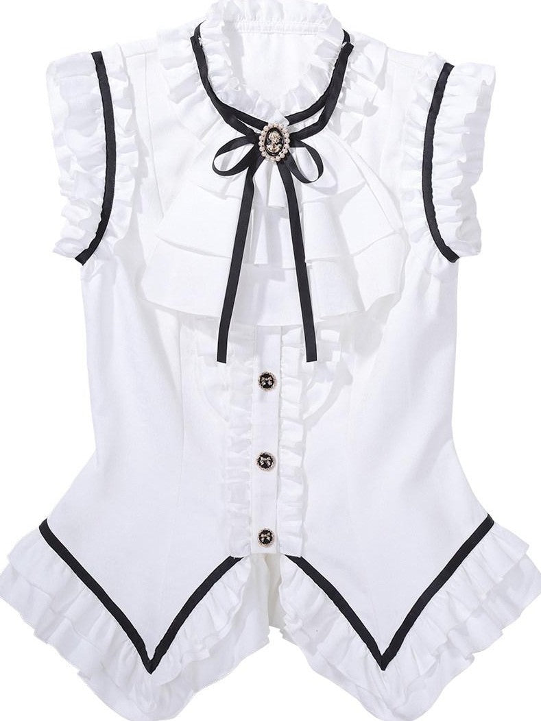 Jing Mu Black Cat Lolita Gothic Maid Waist Cinched Cake Puff Jsk Women's Skirt Sets