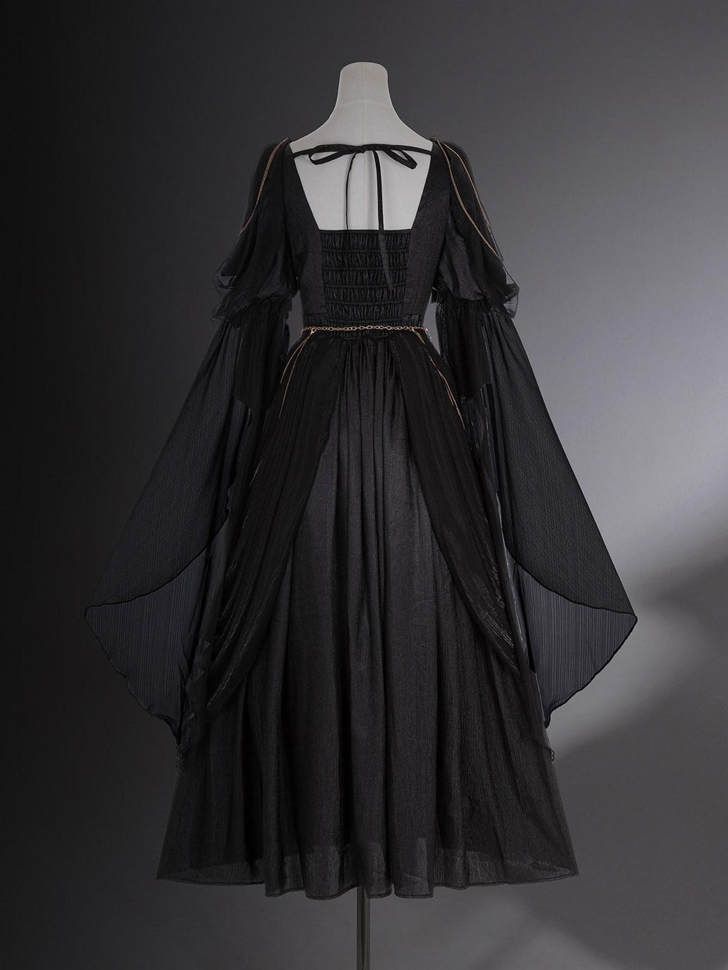 Jing Mu Black Dark Greek Goddess V-neck A Line Women's Vintage Long Elegant Jsk Sets