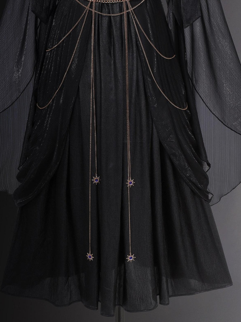 Jing Mu Black Dark Greek Goddess V-neck A Line Women's Vintage Long Elegant Jsk Sets