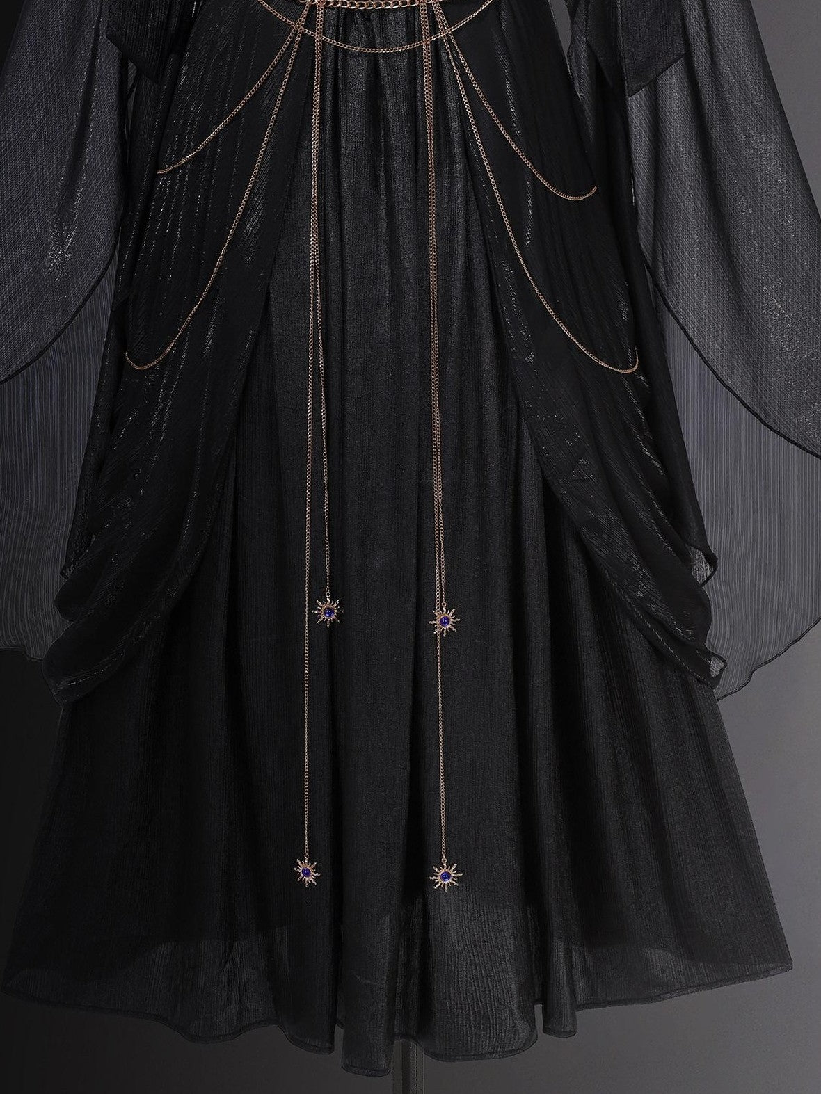 Jing Mu Black Dark Greek Goddess V-neck A Line Women's Vintage Long Elegant Jsk Sets