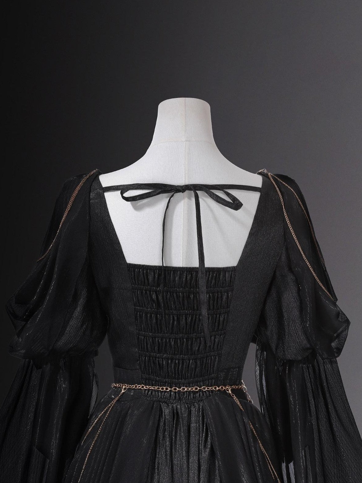 Jing Mu Black Dark Greek Goddess V-neck A Line Women's Vintage Long Elegant Jsk Sets
