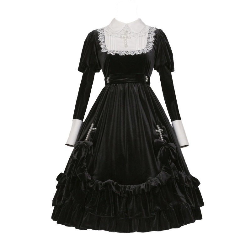 Jing_Mu_Black_Gothic_Lolita_Cross_A_Line_Women's_Polyester_Long_Sleeve_Op_683895285972_MISSTT