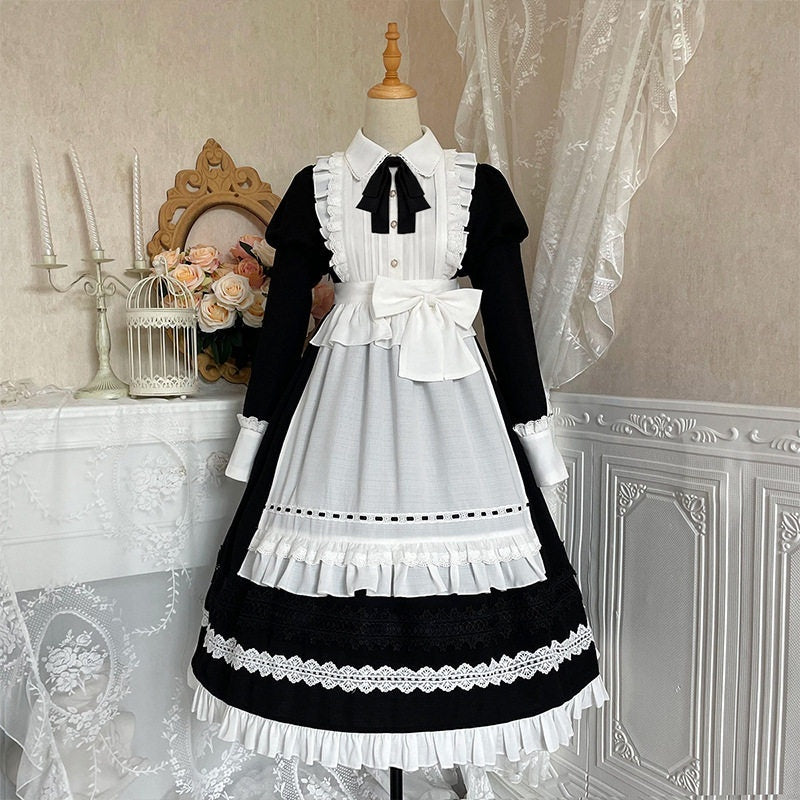 Jing_Mu_Black_Maid_Apron_Lolita_Stand_Collar_Zipper_Women's_Polyester_Long_Sleeve_Op_655646101370_MISSTT