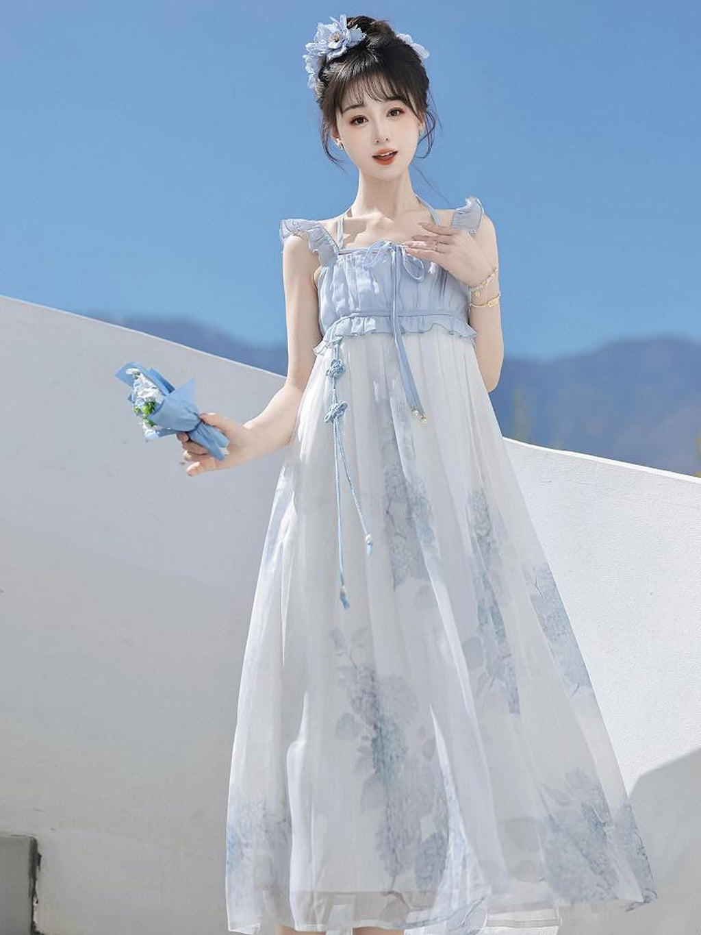 Jing Mu Blue Lolita Han Inspired Princess Women's Strappy Jsk / Jumper Skirts