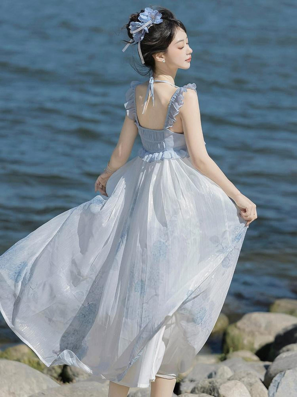 Jing Mu Blue Lolita Han Inspired Princess Women's Strappy Jsk / Jumper Skirts