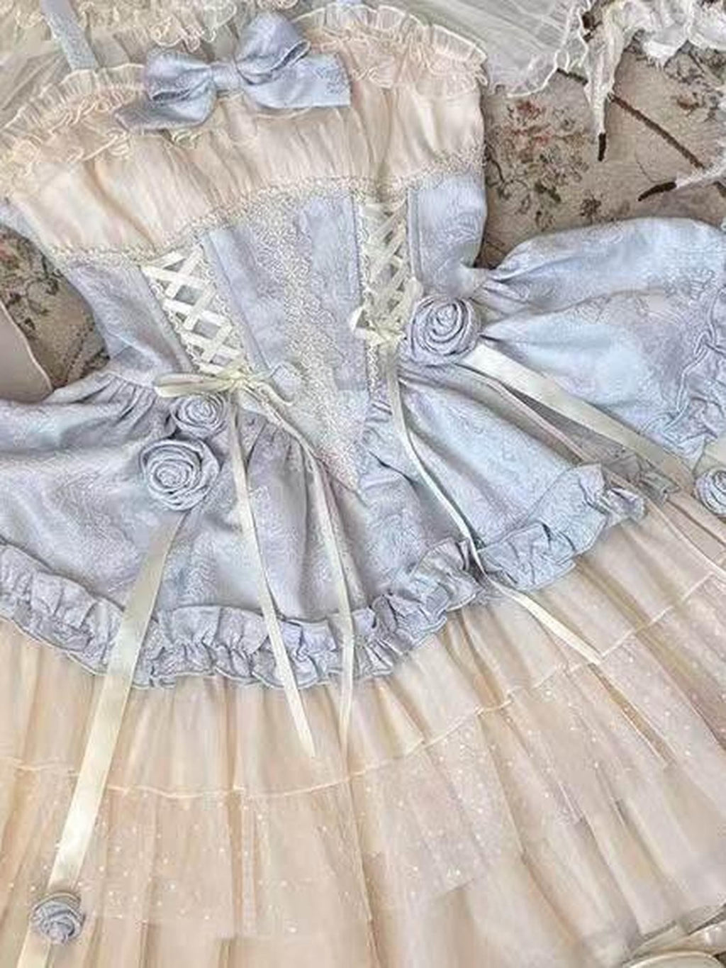Jing Mu Blue Snow White Lolita Strap Princess Slim Fit Women's Jsk / Jumper Skirts