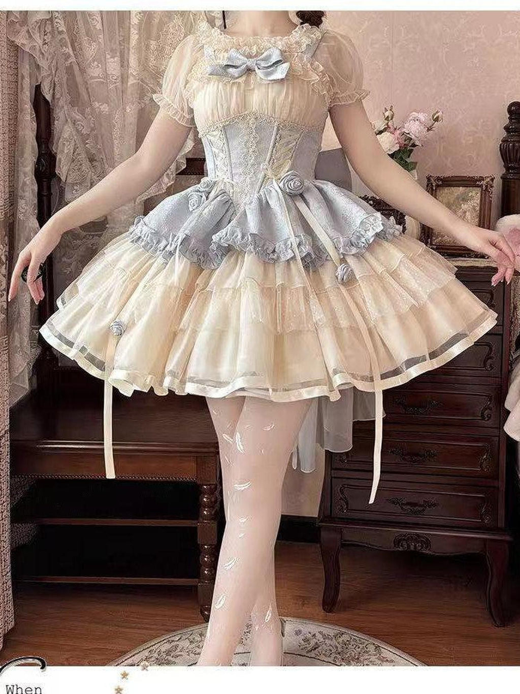 Jing Mu Blue Snow White Lolita Strap Princess Slim Fit Women's Jsk / Jumper Skirts