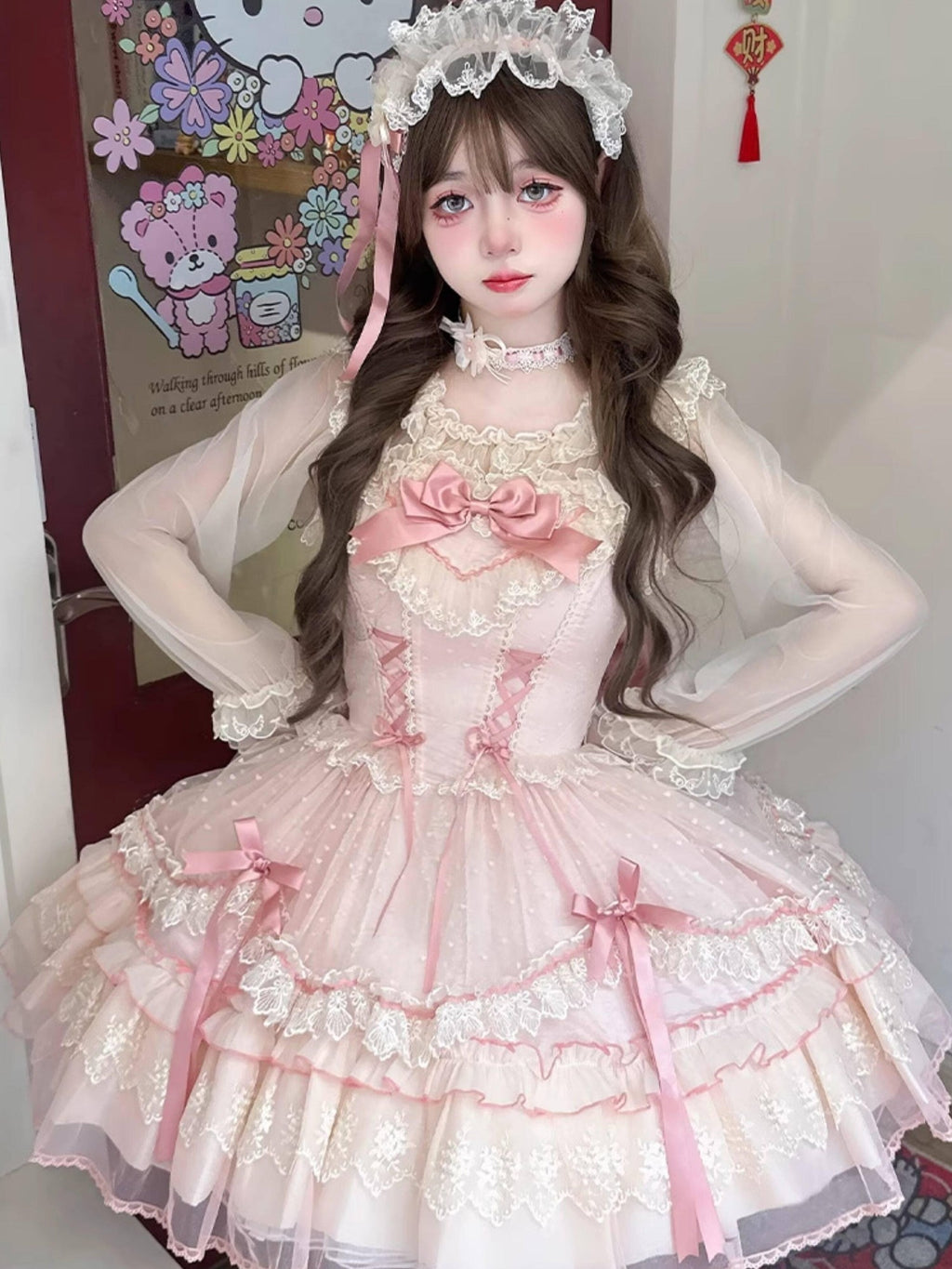 Jing Mu Candy Print Lolita Ballet A Line Spaghetti Tie Women's Jsk / Jumper Skirts