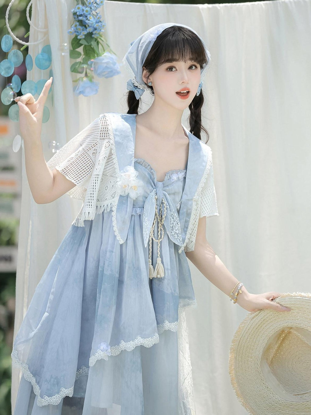 Jing Mu Cloud Asymmetric Chinese Style Lolita Women's Polyester Jsk / Jumper Skirts