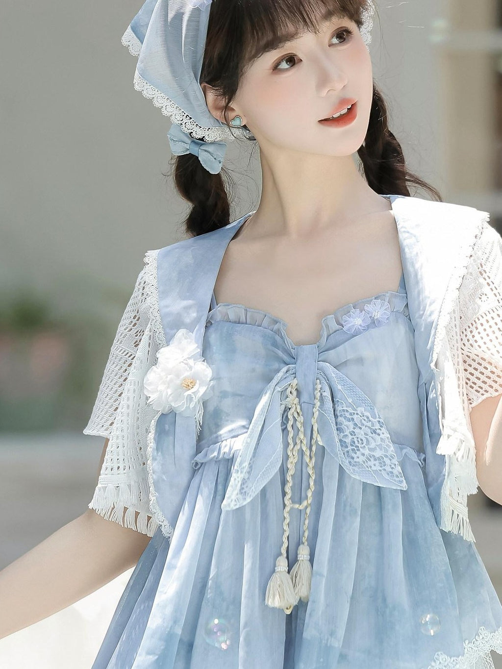 Jing Mu Cloud Asymmetric Chinese Style Lolita Women's Polyester Jsk / Jumper Skirts