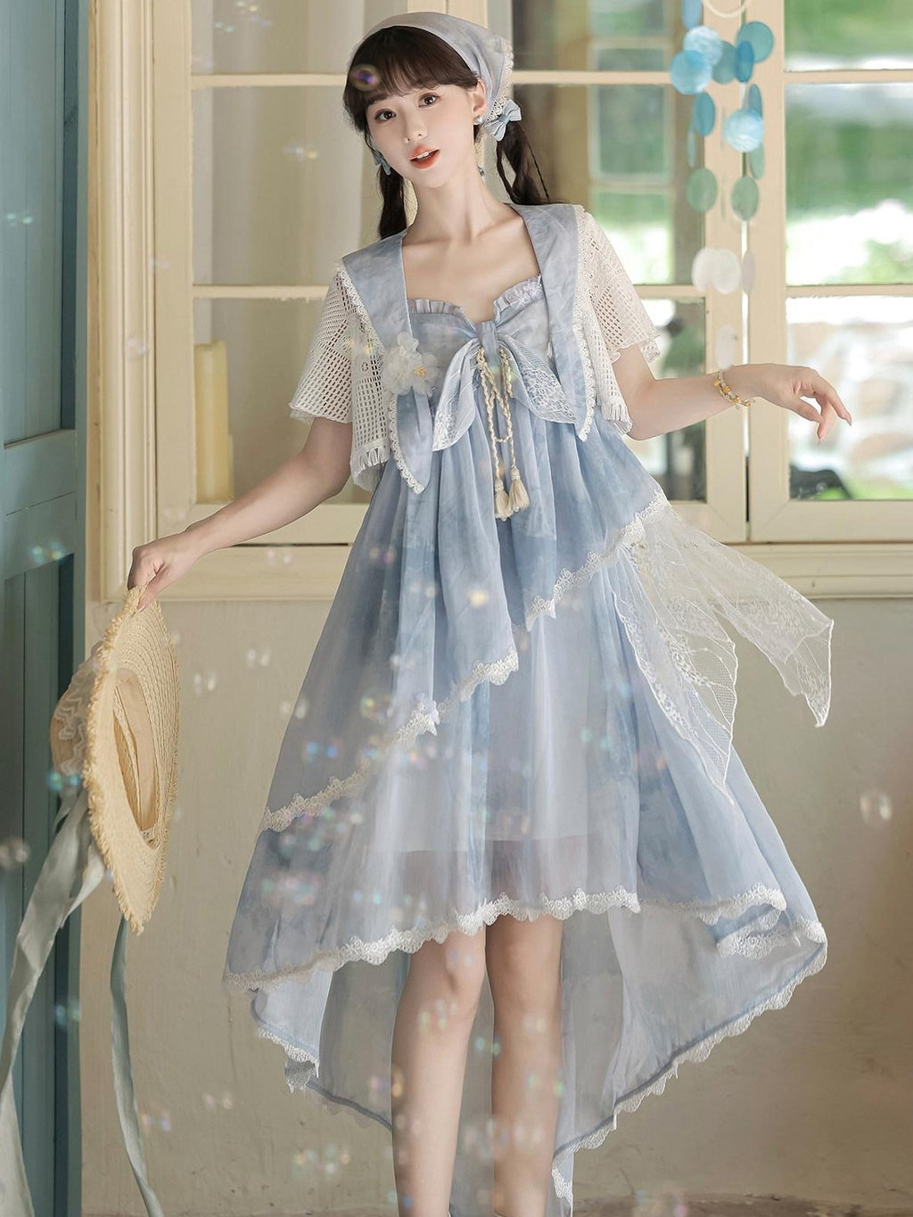 Jing Mu Cloud Asymmetric Chinese Style Lolita Women's Polyester Jsk / Jumper Skirts