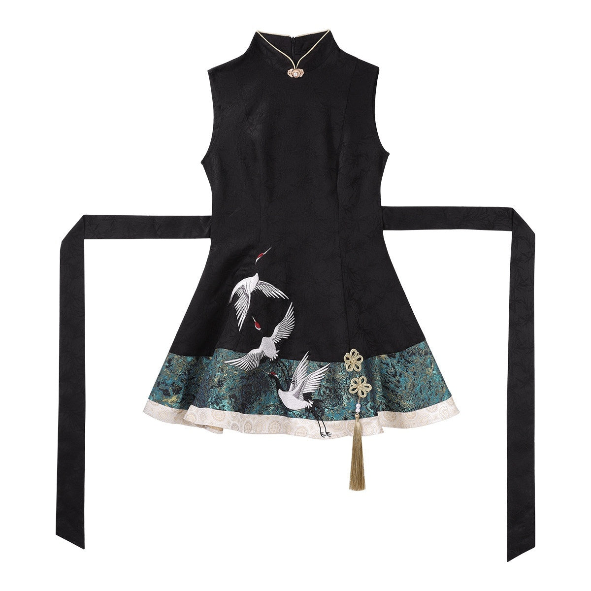 Jing_Mu_Crane_Print_Lolita_Qipao_Stand_Collar_A_Line_Loose_Women's_Op_Sets_1000003440135_MISSTT