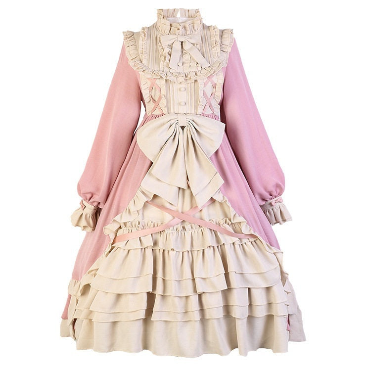 Jing_Mu_Cream_Printed_A_Line_Full_Skirt_Stand_Collar_Women's_Polyester_Long_Sleeve_Op_633823719870_MISSTT