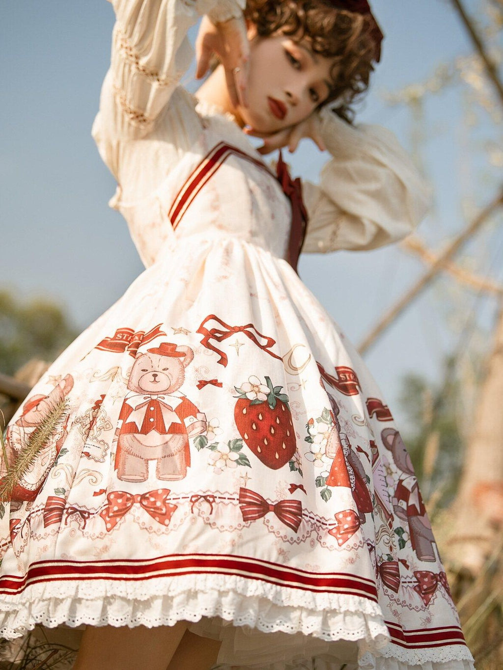 Jing Mu Cute Student Lolita Puff Skirt Camisole And Short Jacket Women's Jsk Sets
