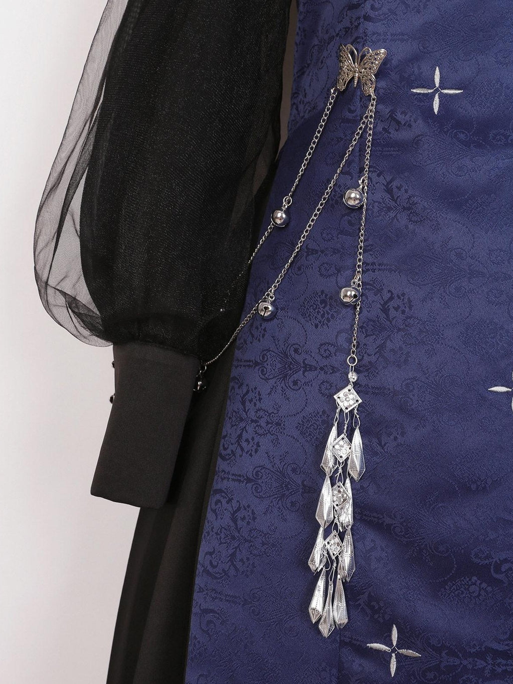 Jing Mu Cutout Embroidered Modified Cheongsam Women's Polyester Long Sleeve Op