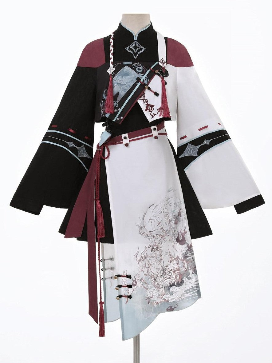 Jing Mu Dark Gothic Han Elements Mandarin Collar Lolita Women's Skirt Sets