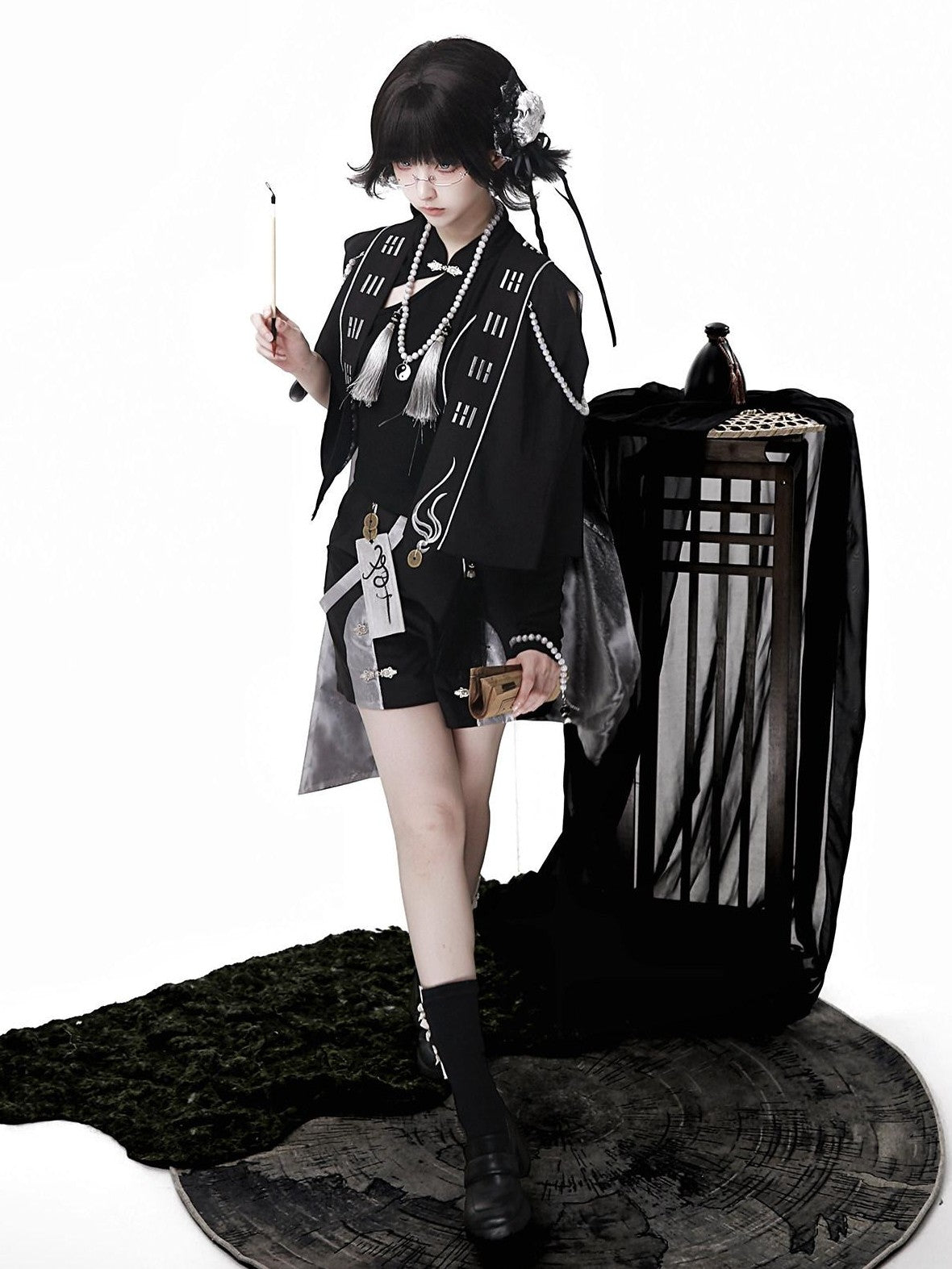 Jing Mu Dark Lolita Chinese Taoist Androgynous Youthful Women's Full Coordination Sets