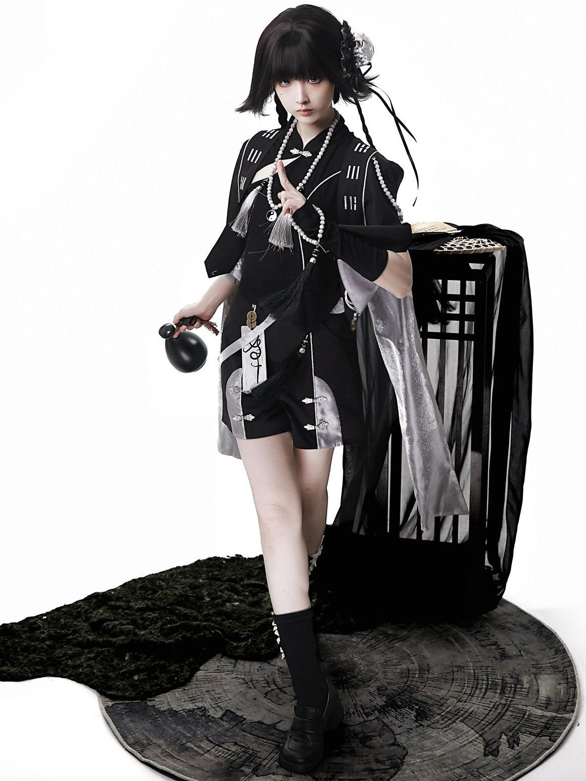 Jing Mu Dark Lolita Chinese Taoist Androgynous Youthful Women's Full Coordination Sets