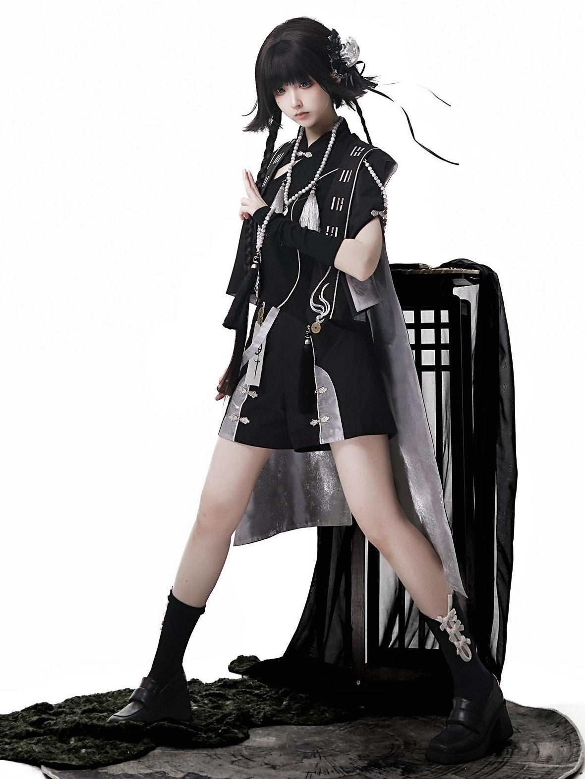Jing Mu Dark Lolita Chinese Taoist Androgynous Youthful Women's Full Coordination Sets
