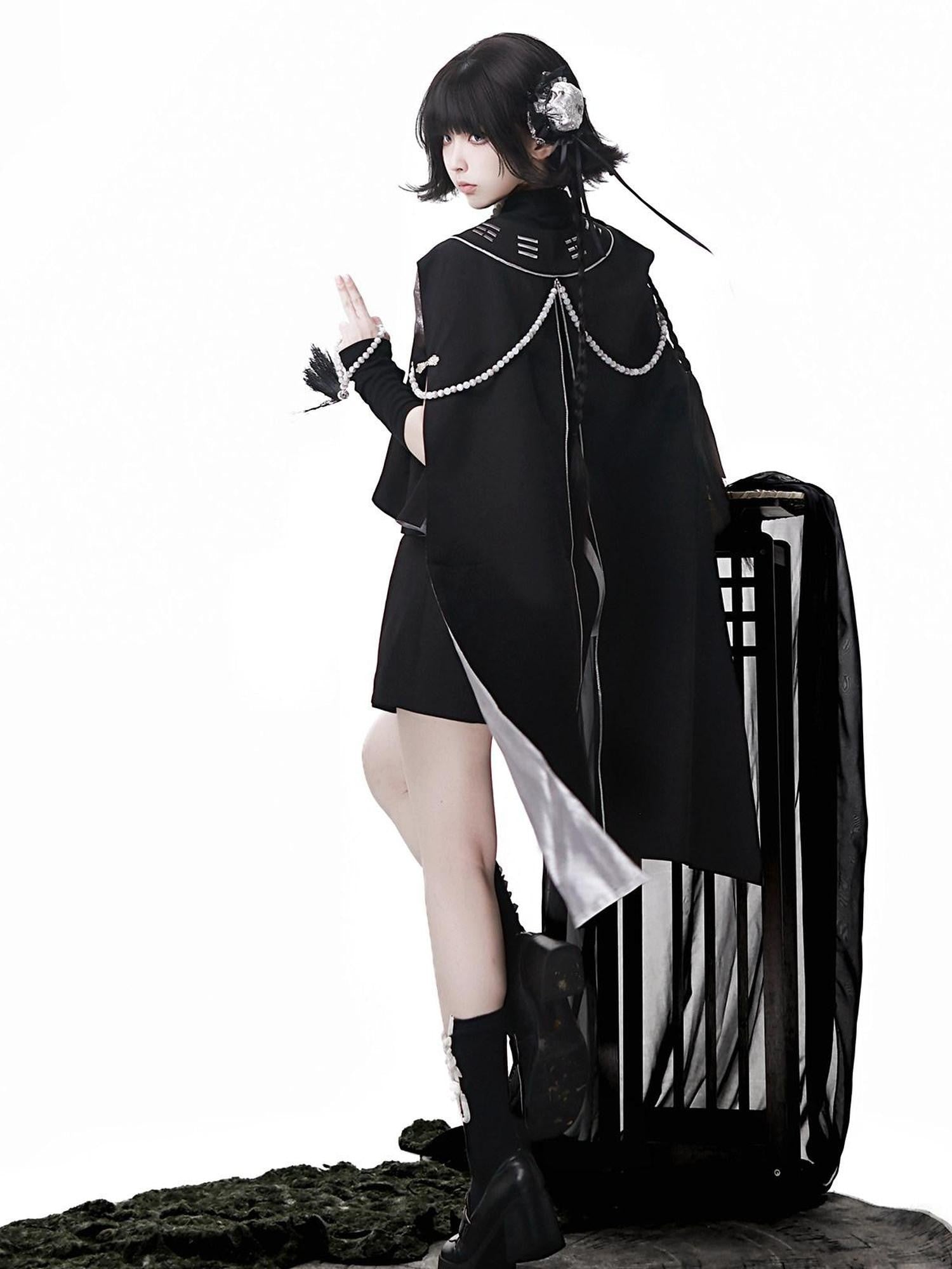 Jing Mu Dark Lolita Chinese Taoist Androgynous Youthful Women's Full Coordination Sets