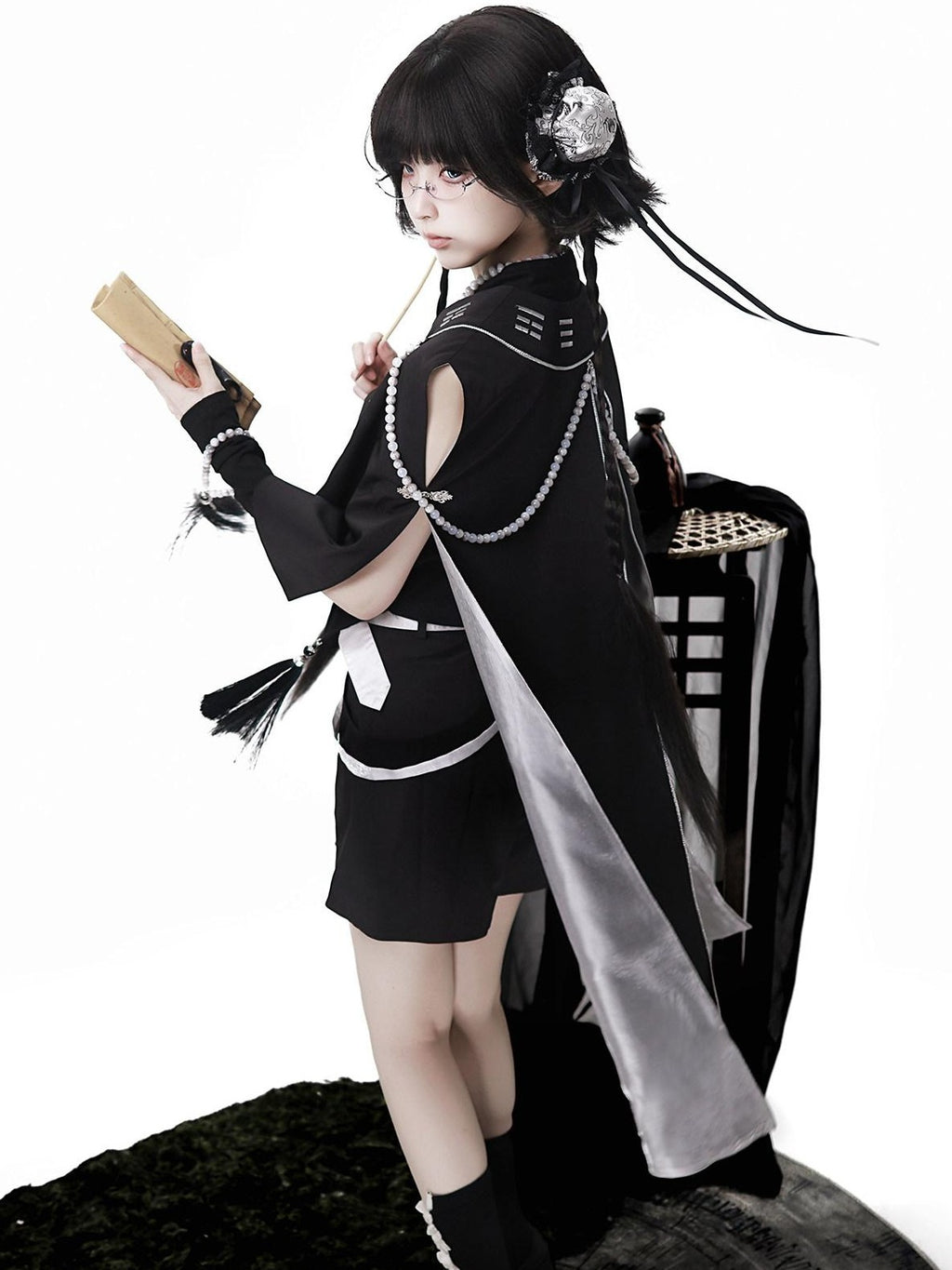 Jing Mu Dark Lolita Chinese Taoist Androgynous Youthful Women's Full Coordination Sets