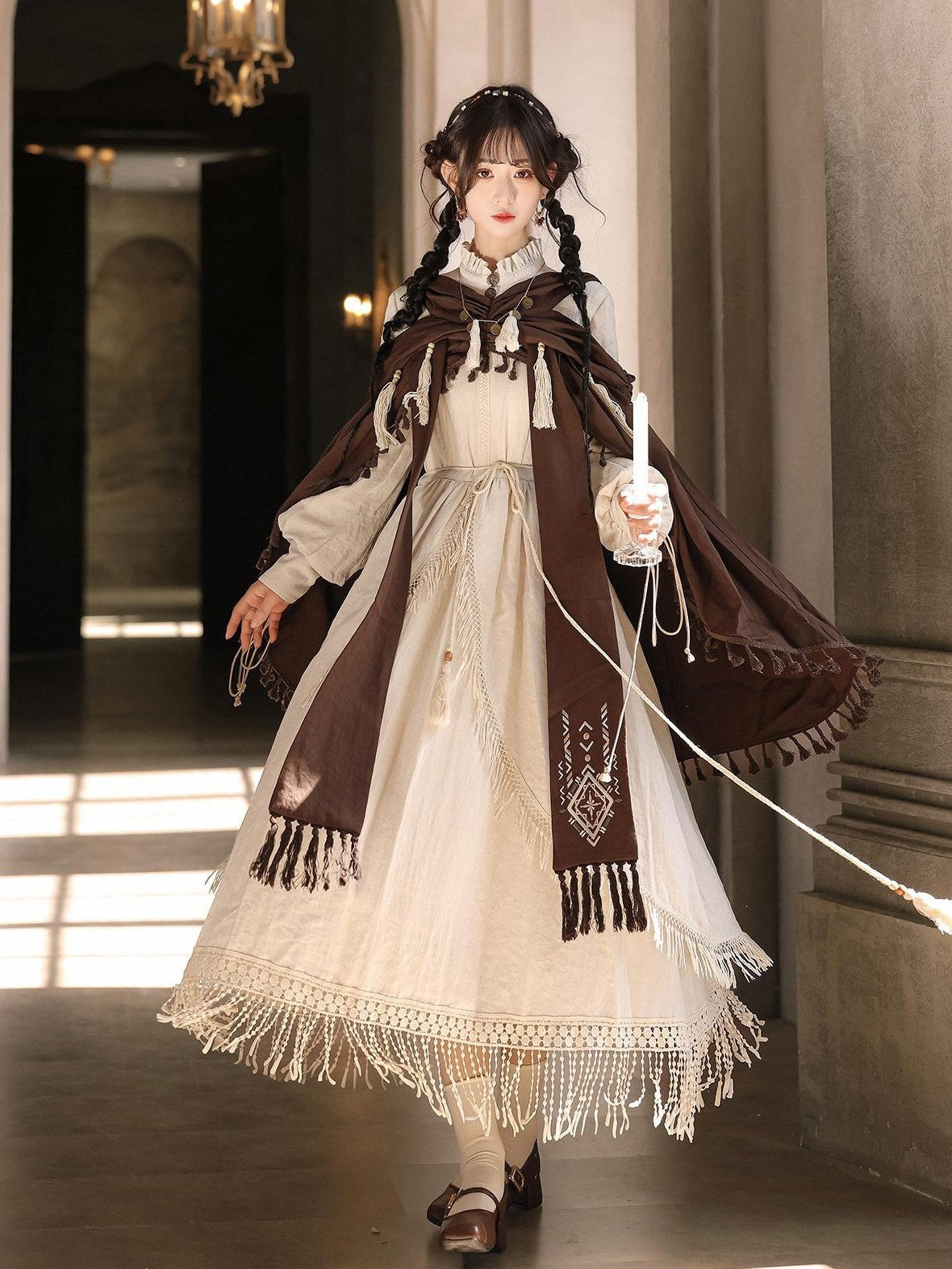 Jing Mu Desert Walker Vintage Wasteland Long Sleeve Cloak Women's Jsk Sets
