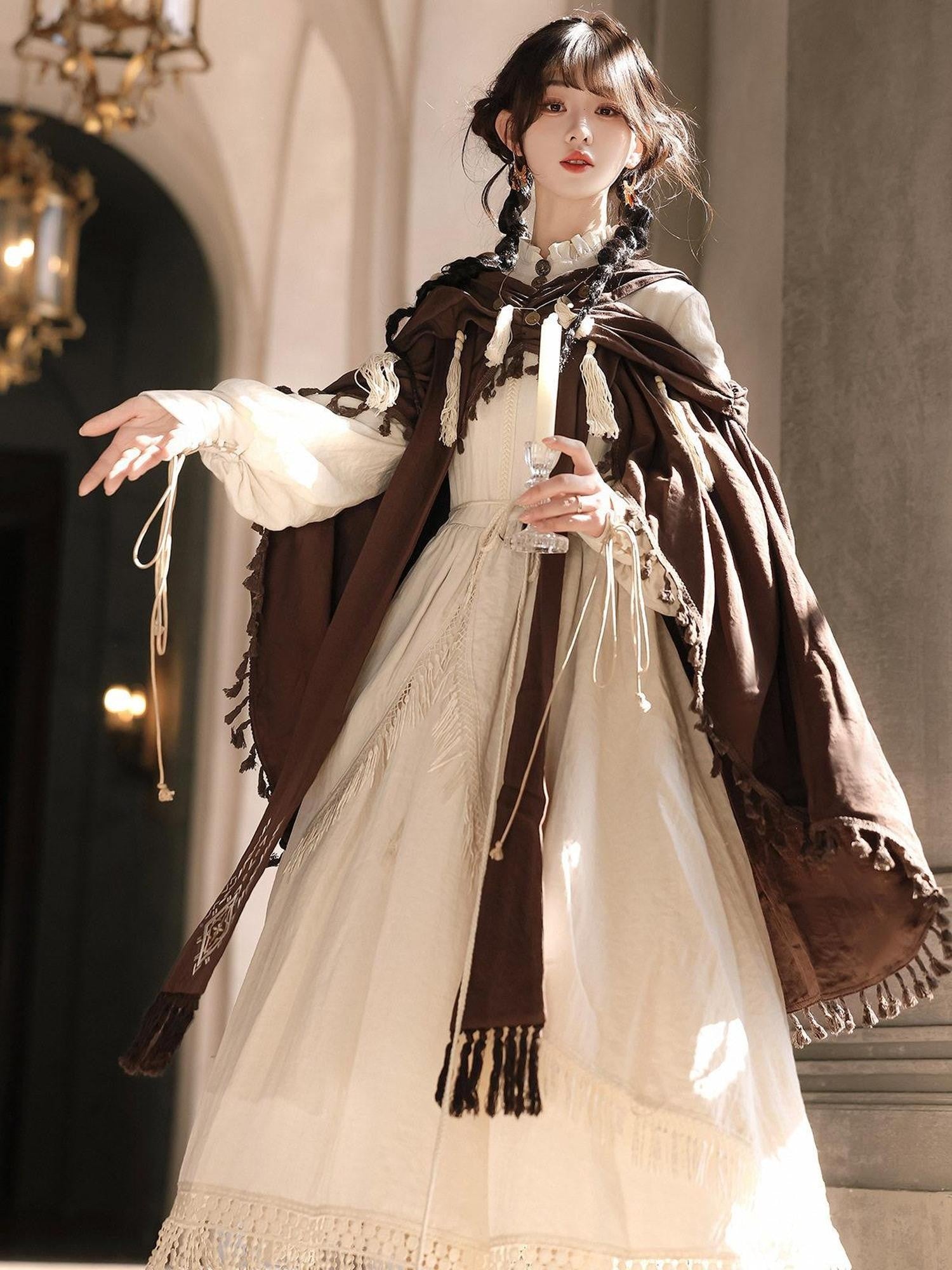 Jing Mu Desert Walker Vintage Wasteland Long Sleeve Cloak Women's Jsk Sets