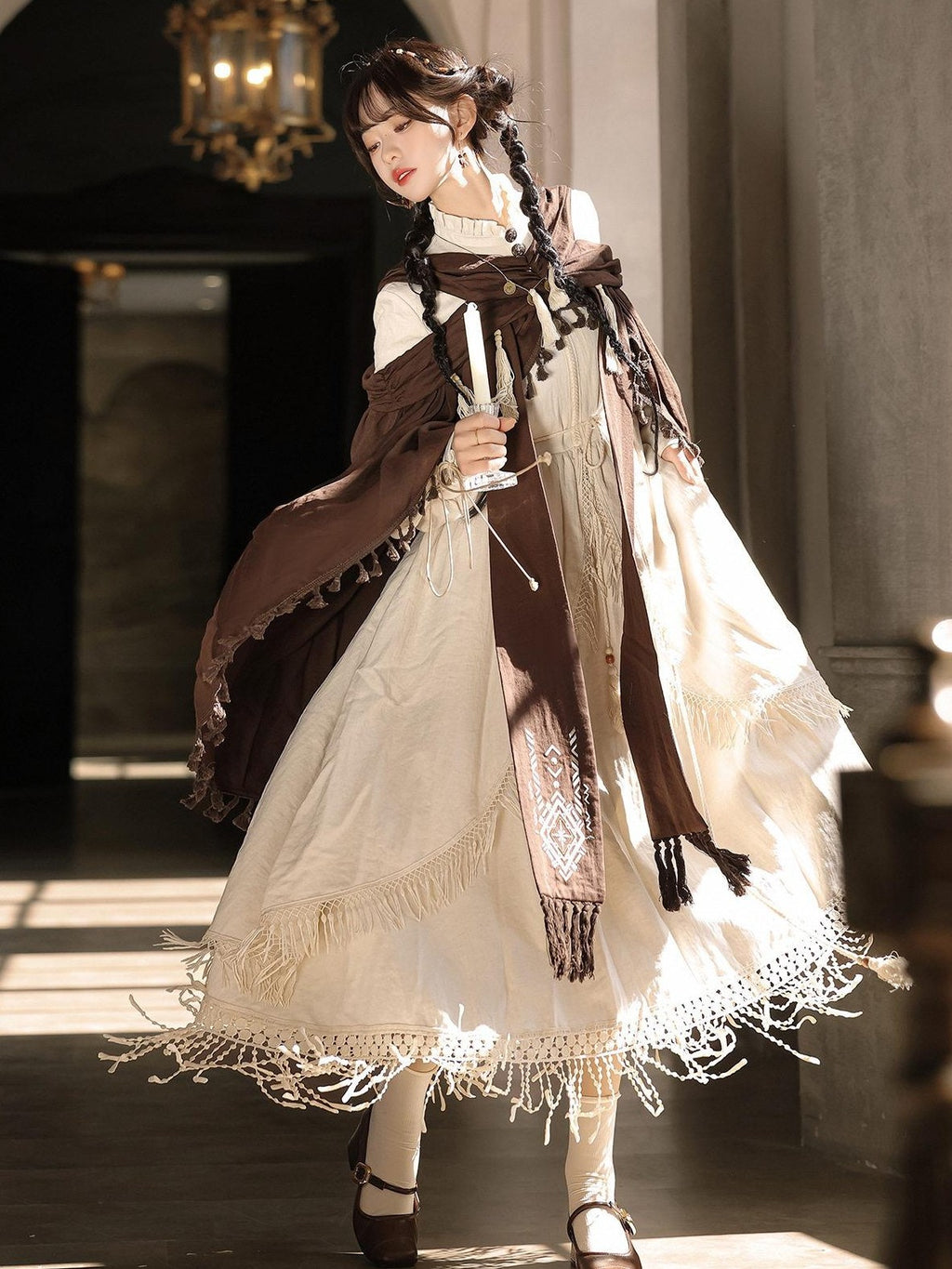 Jing Mu Desert Walker Vintage Wasteland Long Sleeve Cloak Women's Jsk Sets