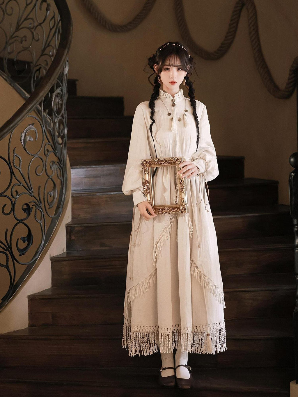 Jing Mu Desert Walker Vintage Wasteland Long Sleeve Cloak Women's Jsk Sets