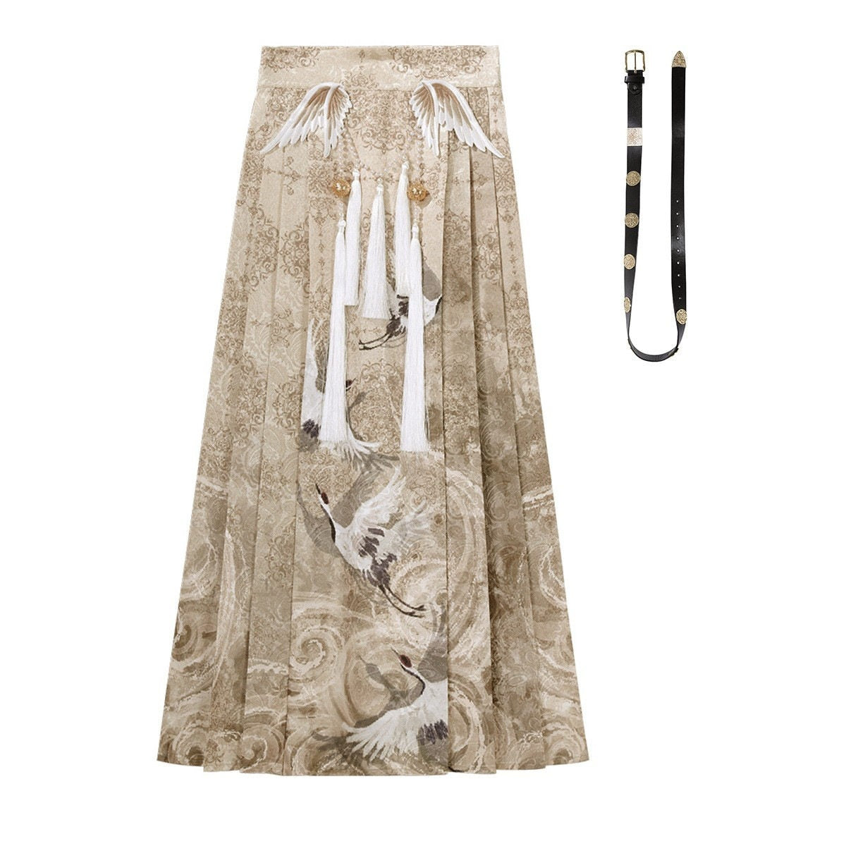 Jing_Mu_Embroidered_Crane_Han_Western_Fusion_Mamian_Women's_Polyester_Skirt_Sets_896237891234_MISSTT