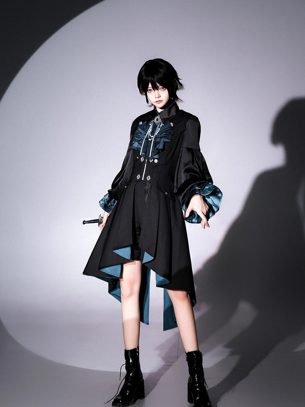 Jing Mu Gothic Lolita Prince Tailcoat Vest Shirt Shorts Women's Full Coordination Sets